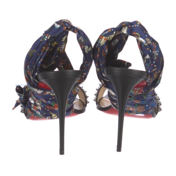 Christian Louboutin 39 Sandale Du Desert Spikes 100 Black Sandal Heel - Picture 6 of 13